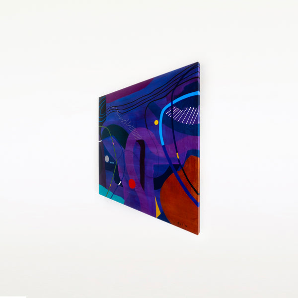 Large Original Abstract Unique Painting Mixed Media Modern Canvas Wall Art | Flustern de la nuit (48"x48")