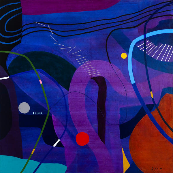 Large Original Abstract Unique Painting Mixed Media Modern Canvas Wall Art | Flustern de la nuit (48"x48")