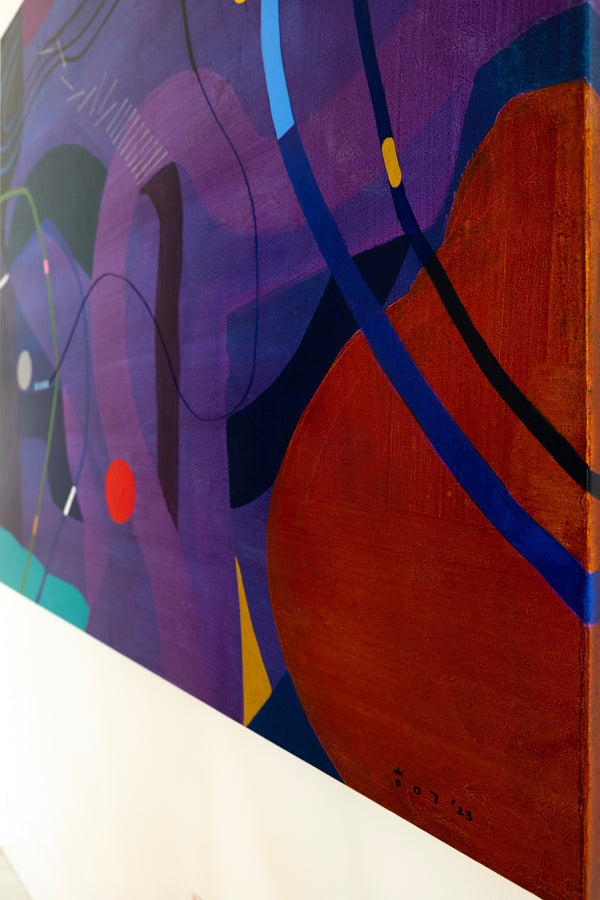 Large Original Abstract Unique Painting Mixed Media Modern Canvas Wall Art | Flustern de la nuit (48"x48")