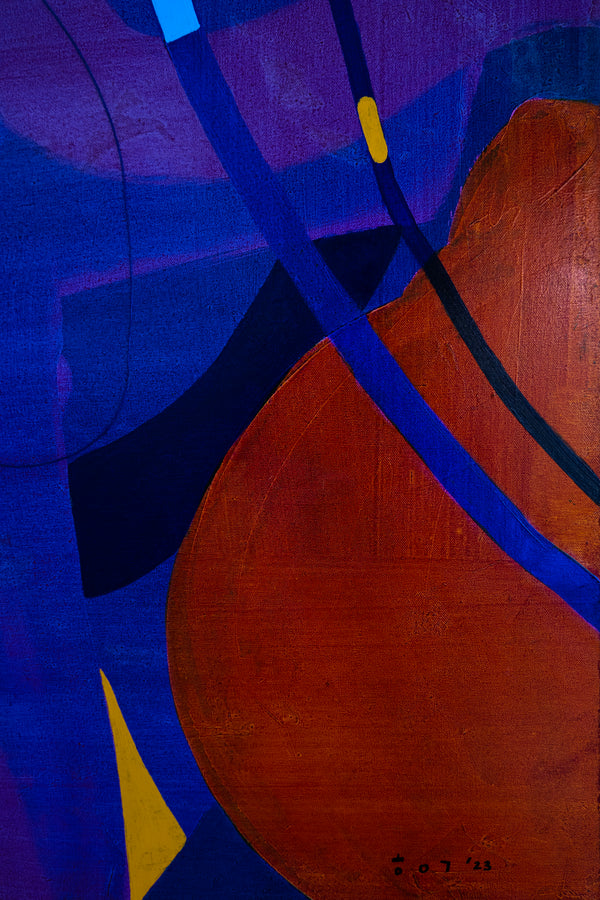 Large Original Abstract Unique Painting Mixed Media Modern Canvas Wall Art | Flustern de la nuit (48"x48")