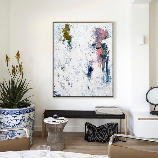 White in Acrylic Original Abstract Painting, Large Expressionist Modern Large Canvas Wall Art | Forgotten memories