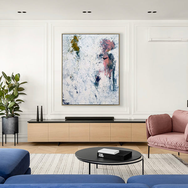 White in Acrylic Original Abstract Painting, Large Expressionist Modern Large Canvas Wall Art | Forgotten memories