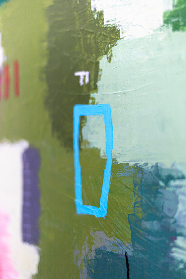 Original Abstract Acrylic Painting, Large Modern Canvas Wall Art with a Cheerful Green Emphasis | Galene