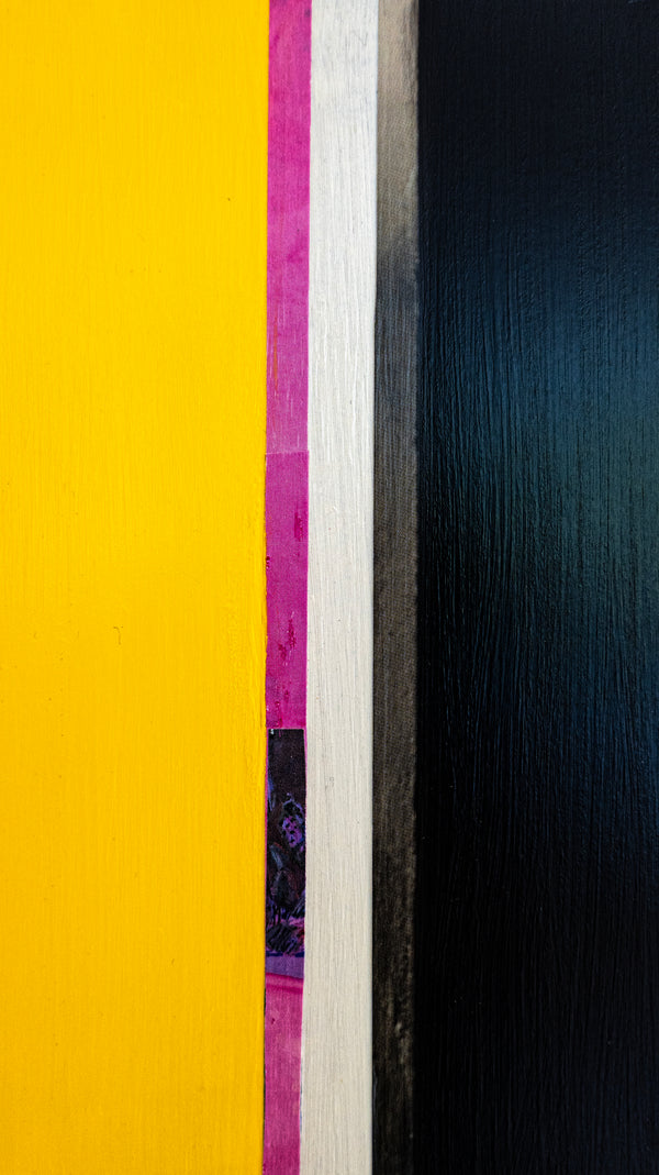 Abstract Painting – Original Wall Art – Acrylic Oil & Mixed Media on Wood – Modern Yellow Black Painting – "Gelwarz" – 10"x10" (25x25cm)