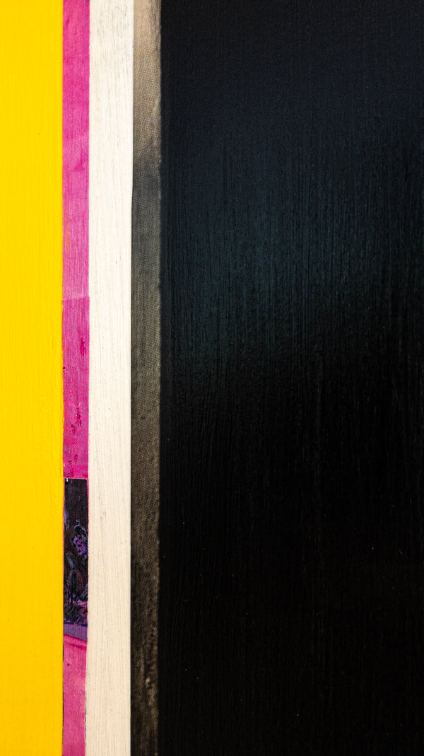 Abstract Painting – Original Wall Art – Acrylic Oil & Mixed Media on Wood – Modern Yellow Black Painting – "Gelwarz" – 10"x10" (25x25cm)
