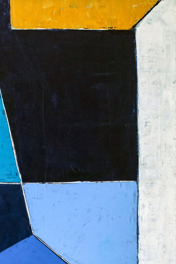 Geometric Blue Original Abstract Painting in Acrylic, Modern Canvas Wall Art of Dynamic Interplay | Geometry II