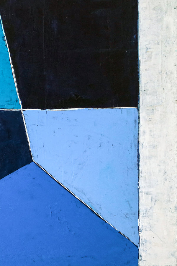Geometric Blue Original Abstract Painting in Acrylic, Modern Canvas Wall Art of Dynamic Interplay | Geometry II