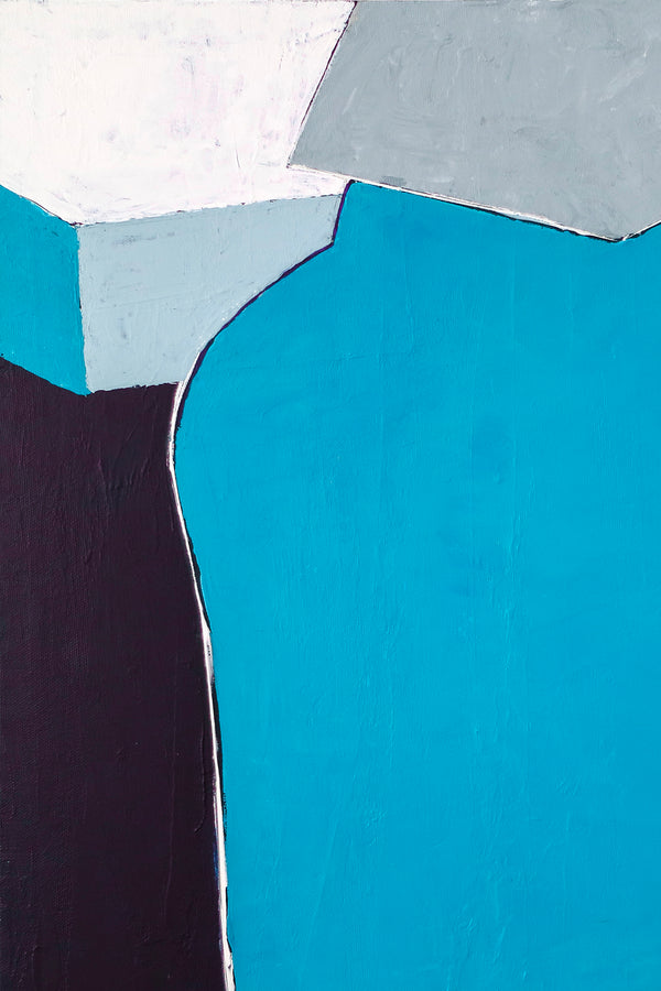 Blue Original Geometric Abstract Painting in Acrylic, Modern Canvas Wall Art of Dynamic Interplay | Geometry I