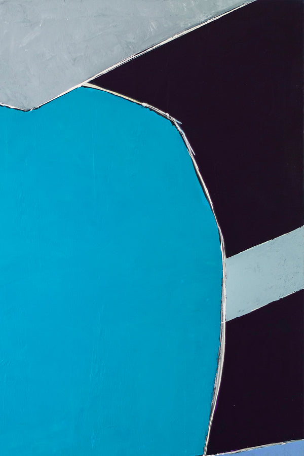 Blue Original Geometric Abstract Painting in Acrylic, Modern Canvas Wall Art of Dynamic Interplay | Geometry I