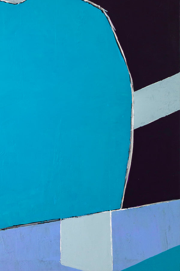 Blue Original Geometric Abstract Painting in Acrylic, Modern Canvas Wall Art of Dynamic Interplay | Geometry I