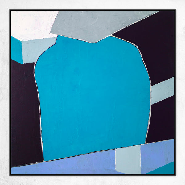 Blue Original Geometric Abstract Painting in Acrylic, Modern Canvas Wall Art of Dynamic Interplay | Geometry I