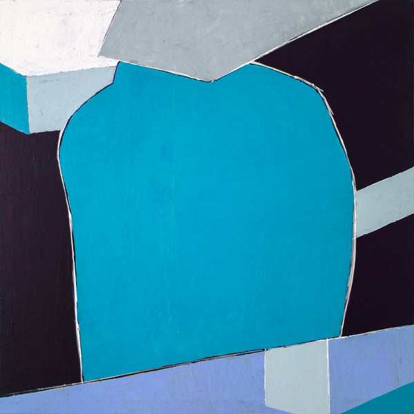 Blue Original Geometric Abstract Painting in Acrylic, Modern Canvas Wall Art of Dynamic Interplay | Geometry I