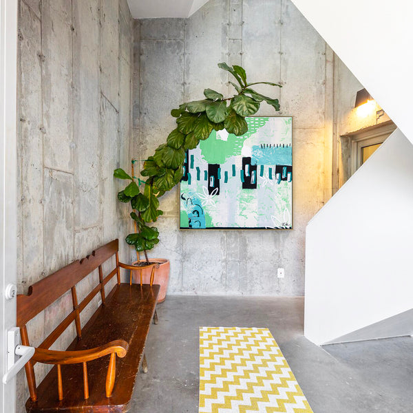 Contemporary Painting Expressionist Original Painting, Fresh Warmth in Green Tones, Modern Canvas Wall Art | Green sentimental (40"x40")