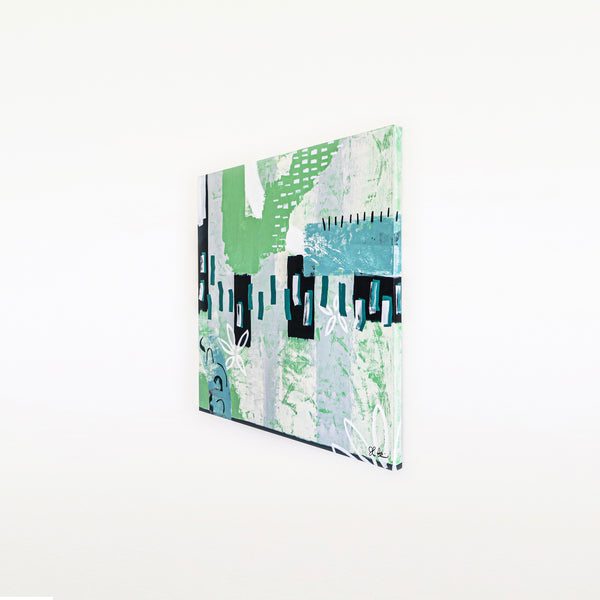 Contemporary Painting Expressionist Original Painting, Fresh Warmth in Green Tones, Modern Canvas Wall Art | Green sentimental (40"x40")