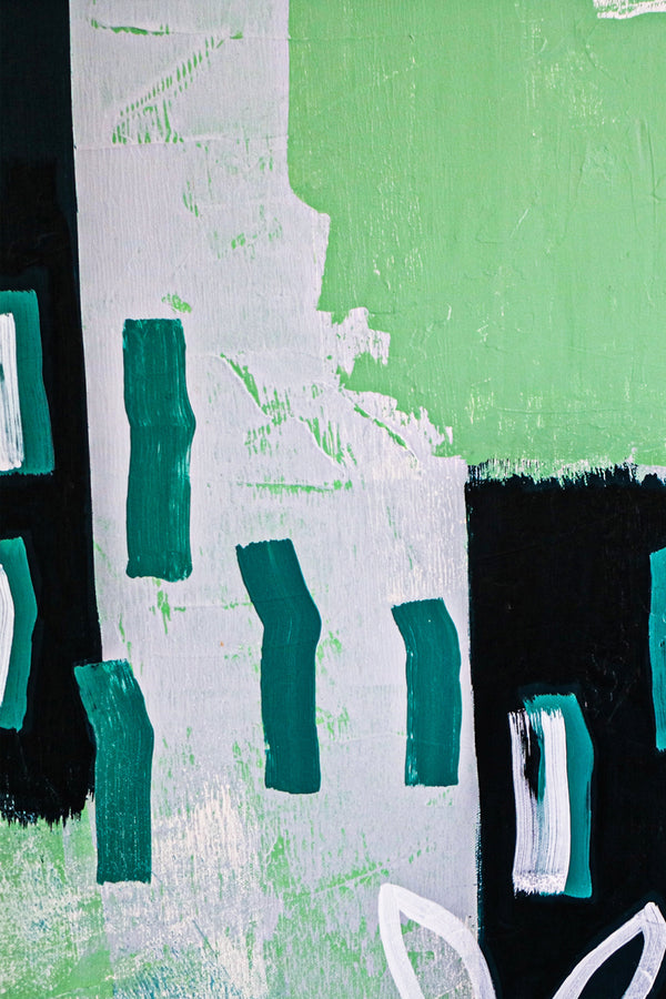 Contemporary Painting Expressionist Original Painting, Fresh Warmth in Green Tones, Modern Canvas Wall Art | Green sentimental (40"x40")