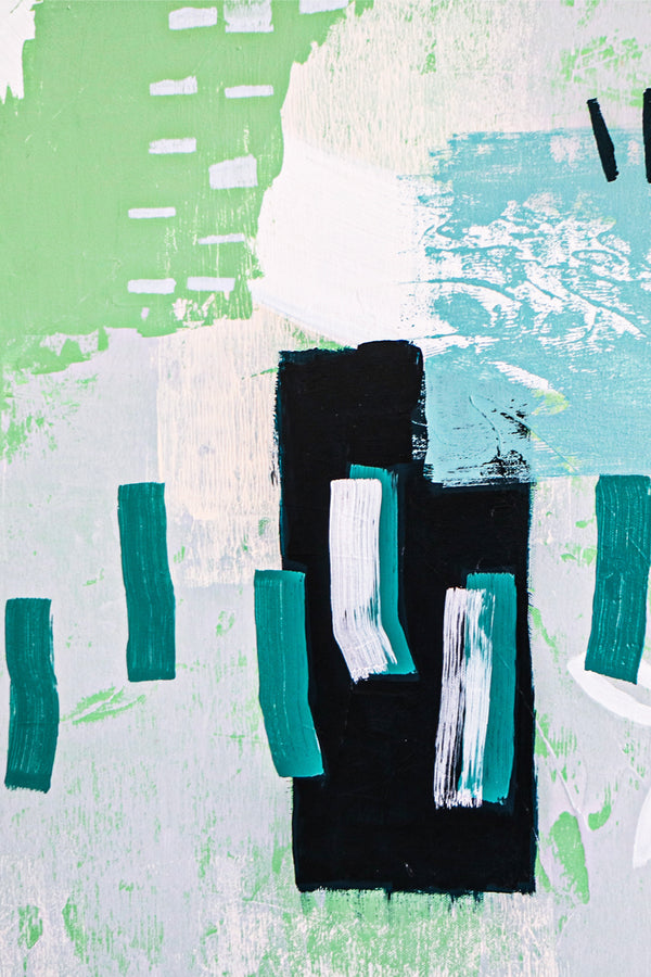 Contemporary Painting Expressionist Original Painting, Fresh Warmth in Green Tones, Modern Canvas Wall Art | Green sentimental (40"x40")