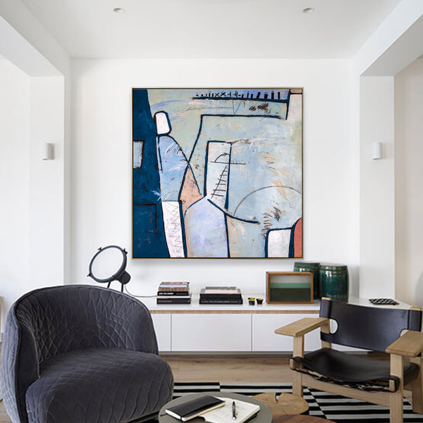 Playful Large Acrylic Abstract Original Painting, Calm Authenticity Expressionist Modern Canvas Wall Art | Guess