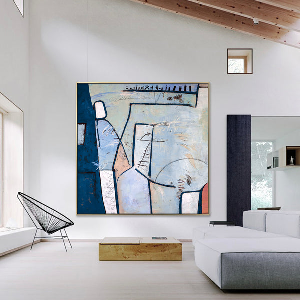 Playful Large Acrylic Abstract Original Painting, Calm Authenticity Expressionist Modern Canvas Wall Art | Guess