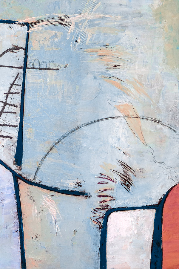 Playful Large Acrylic Abstract Original Painting, Calm Authenticity Expressionist Modern Canvas Wall Art | Guess