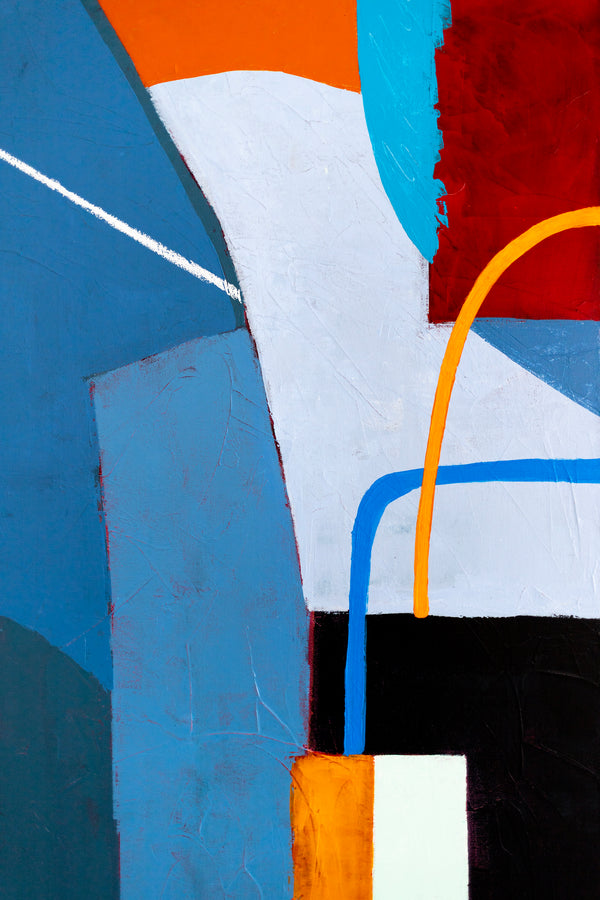 Large Original Abstract Acrylic Painting, Modern Colorful Canvas Wall Art with Imaginative Blue and Red | Hadanka