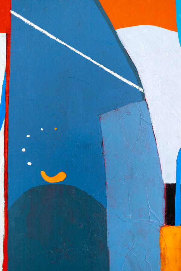 Large Original Abstract Acrylic Painting, Modern Colorful Canvas Wall Art with Imaginative Blue and Red | Hadanka