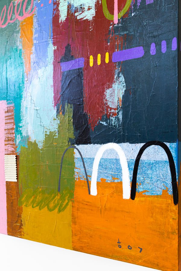 Bold Imaginations Modern Abstract Painting, Canvas Wall Art through Mixed Media | Haeyum II (72"x60")