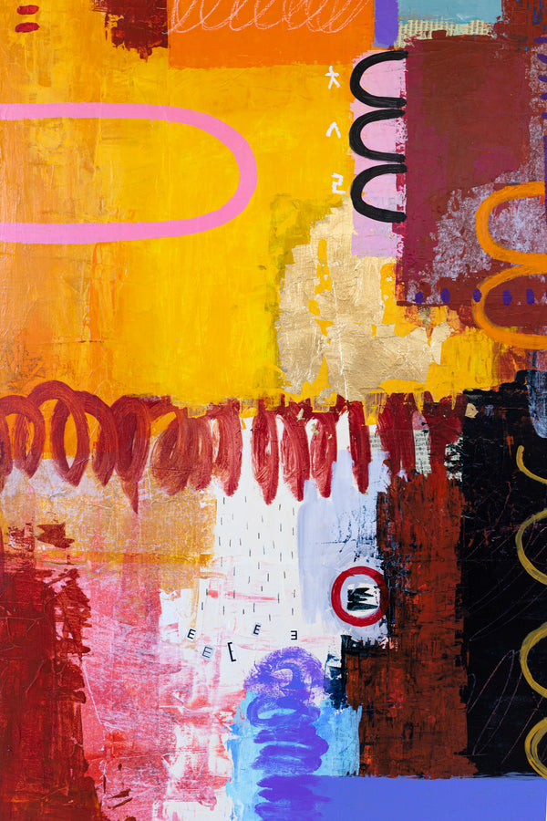 Bold Imaginations Modern Abstract Painting, Canvas Wall Art through Mixed Media | Haeyum II (72"x60")