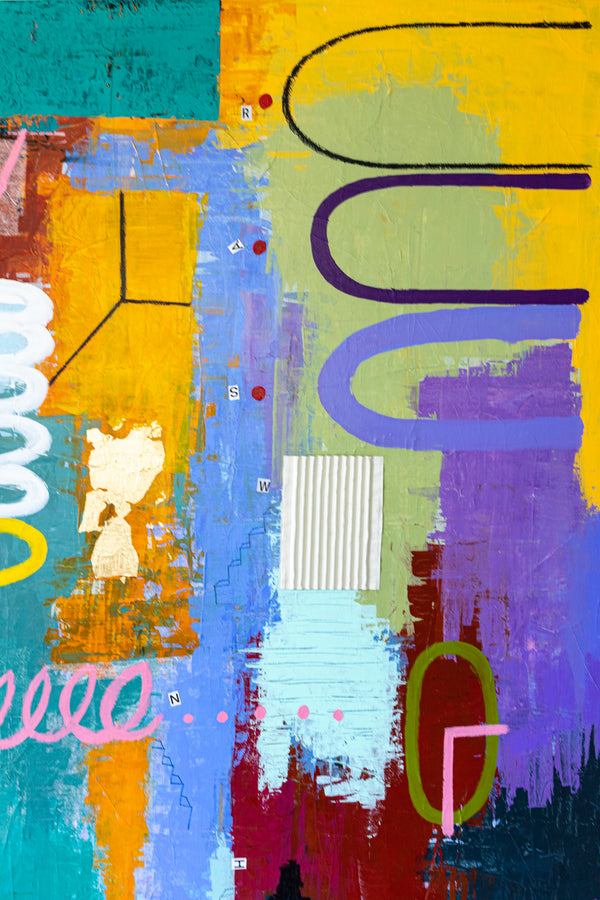 Bold Imaginations Modern Abstract Painting, Canvas Wall Art through Mixed Media | Haeyum II (72"x60")