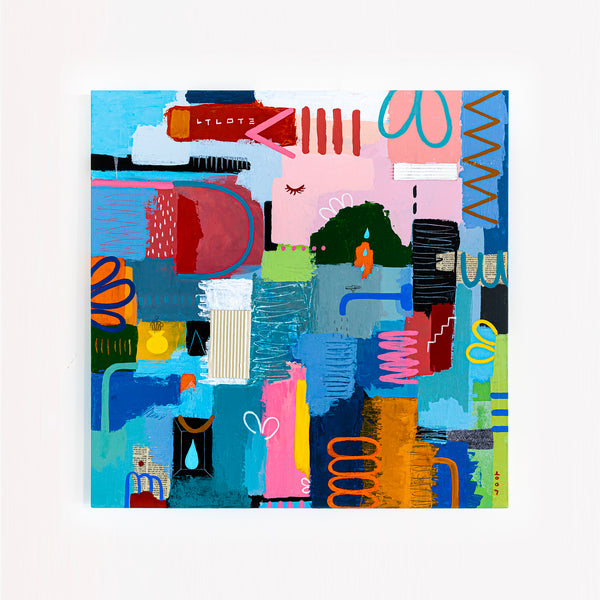 Original Bright and Airy Abstract Painting Modern Contemporary Art for Living Rooms and Offices | Hallo Schatz (40"x40")