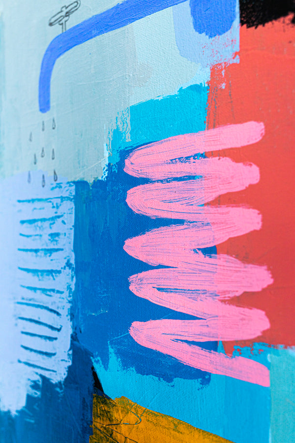 Original Bright and Airy Abstract Painting Modern Contemporary Art for Living Rooms and Offices | Hallo Schatz (40"x40")