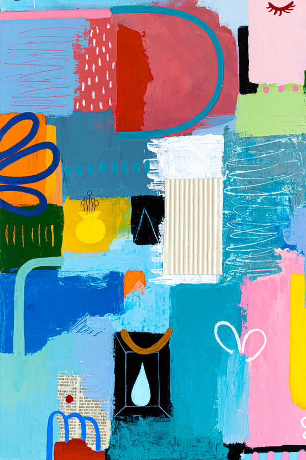 Original Bright and Airy Abstract Painting Modern Contemporary Art for Living Rooms and Offices | Hallo Schatz (40"x40")