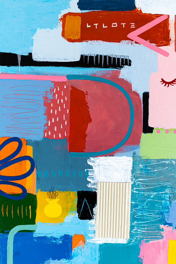 Original Bright and Airy Abstract Painting Modern Contemporary Art for Living Rooms and Offices | Hallo Schatz (40"x40")