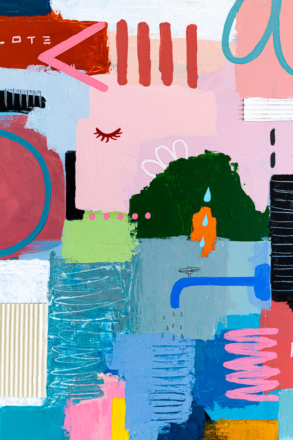 Original Bright and Airy Abstract Painting Modern Contemporary Art for Living Rooms and Offices | Hallo Schatz (40"x40")