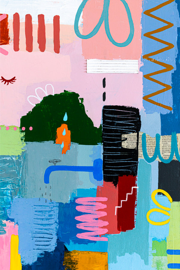 Original Bright and Airy Abstract Painting Modern Contemporary Art for Living Rooms and Offices | Hallo Schatz (40"x40")