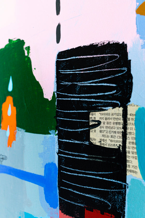 Original Bright and Airy Abstract Painting Modern Contemporary Art for Living Rooms and Offices | Hallo Schatz (40"x40")