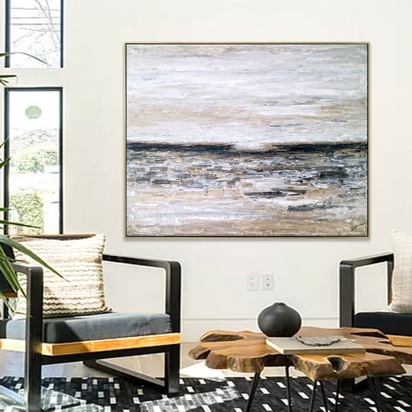 Impressionism & Abstract Expressionist Modern Abstract Original Acrylic Painting, Large Canvas Wall Art | Horizon