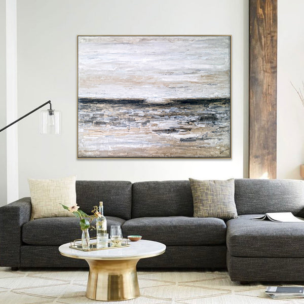 Impressionism & Abstract Expressionist Modern Abstract Original Acrylic Painting, Large Canvas Wall Art | Horizon