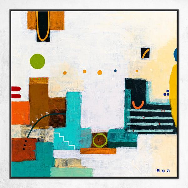 Original Large Abstract Painting in Acrylic, Modern Canvas Wall Art with a Cheerful Green Emphasis | Hugh