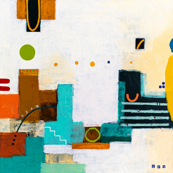 Original Large Abstract Painting in Acrylic, Modern Canvas Wall Art with a Cheerful Green Emphasis | Hugh