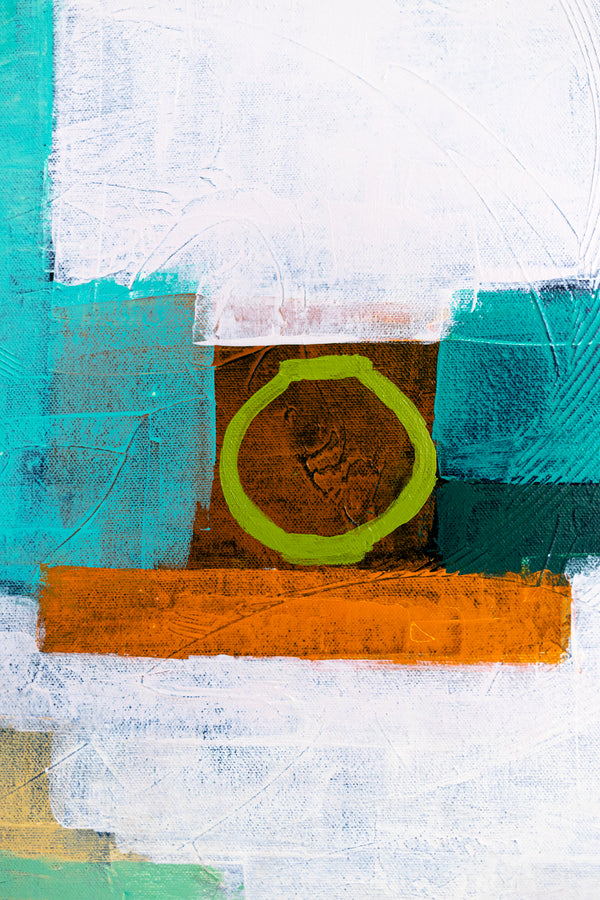 Original Large Abstract Painting in Acrylic, Modern Canvas Wall Art with a Cheerful Green Emphasis | Hugh