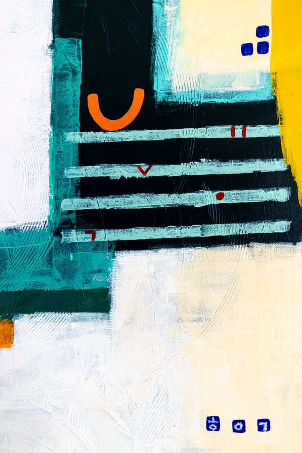 Original Large Abstract Painting in Acrylic, Modern Canvas Wall Art with a Cheerful Green Emphasis | Hugh