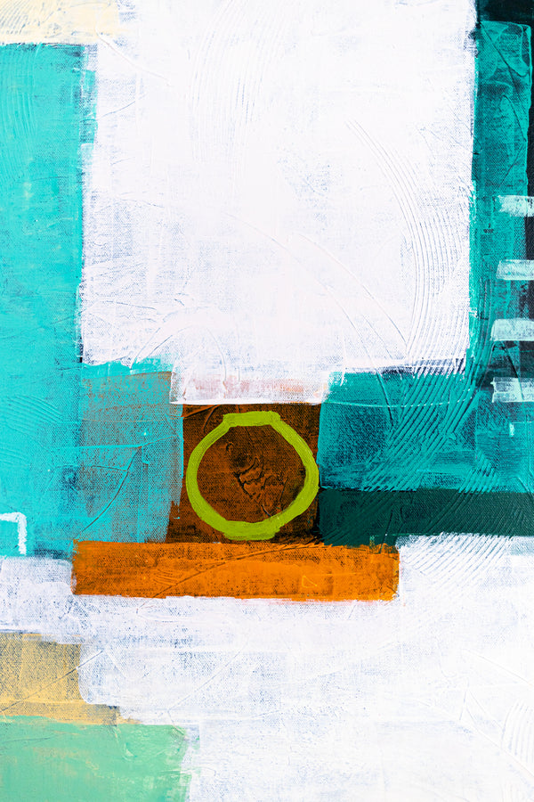 Original Large Abstract Painting in Acrylic, Modern Canvas Wall Art with a Cheerful Green Emphasis | Hugh