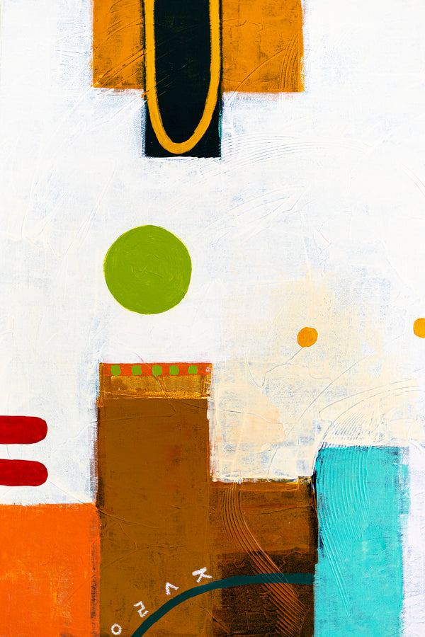 Original Large Abstract Painting in Acrylic, Modern Canvas Wall Art with a Cheerful Green Emphasis | Hugh