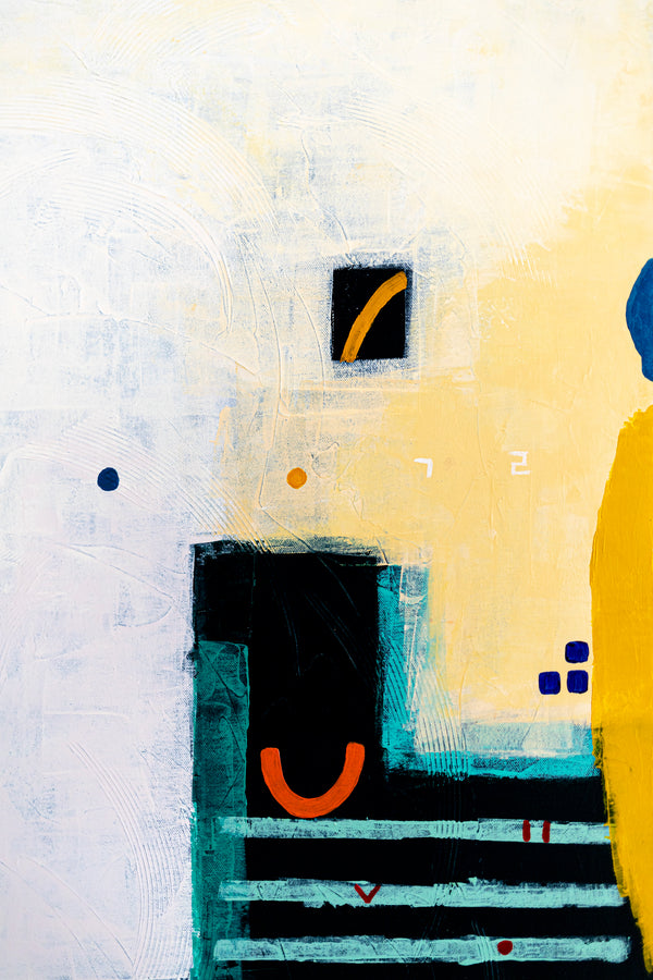 Original Large Abstract Painting in Acrylic, Modern Canvas Wall Art with a Cheerful Green Emphasis | Hugh