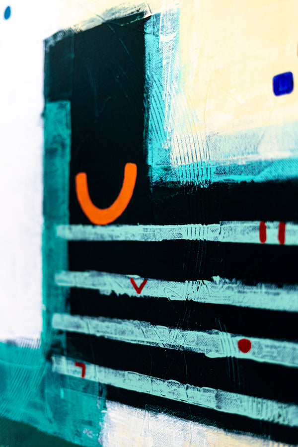 Original Large Abstract Painting in Acrylic, Modern Canvas Wall Art with a Cheerful Green Emphasis | Hugh