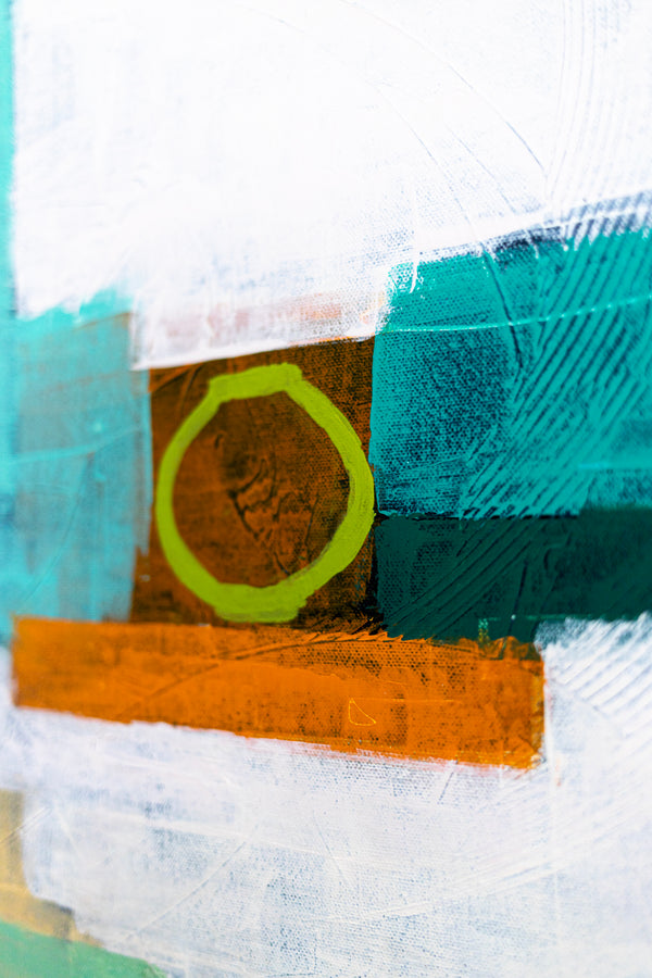 Original Large Abstract Painting in Acrylic, Modern Canvas Wall Art with a Cheerful Green Emphasis | Hugh