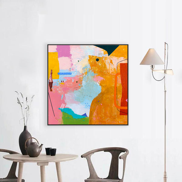 Abstract Painting of Melodic Exploration of Emotions, Original Modern Canvas Wall Art | Humming (36"x36")