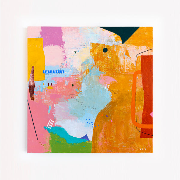 Abstract Painting of Melodic Exploration of Emotions, Original Modern Canvas Wall Art | Humming (36"x36")