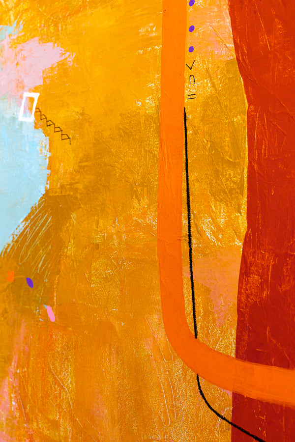 Abstract Painting of Melodic Exploration of Emotions, Original Modern Canvas Wall Art | Humming (36"x36")