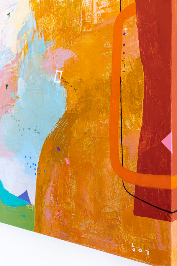 Abstract Painting of Melodic Exploration of Emotions, Original Modern Canvas Wall Art | Humming (36"x36")